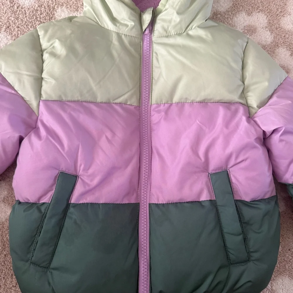Swiss Tech Puffer Jacket Girls Size 18 Month Snow Cold Weather Striped Purple